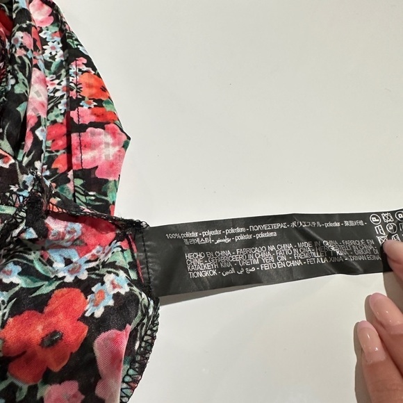 Zara Women’s V-Neck Floral Print Multi Sheer Tiered Maxi Dress Sz XS - Picture 13 of 13